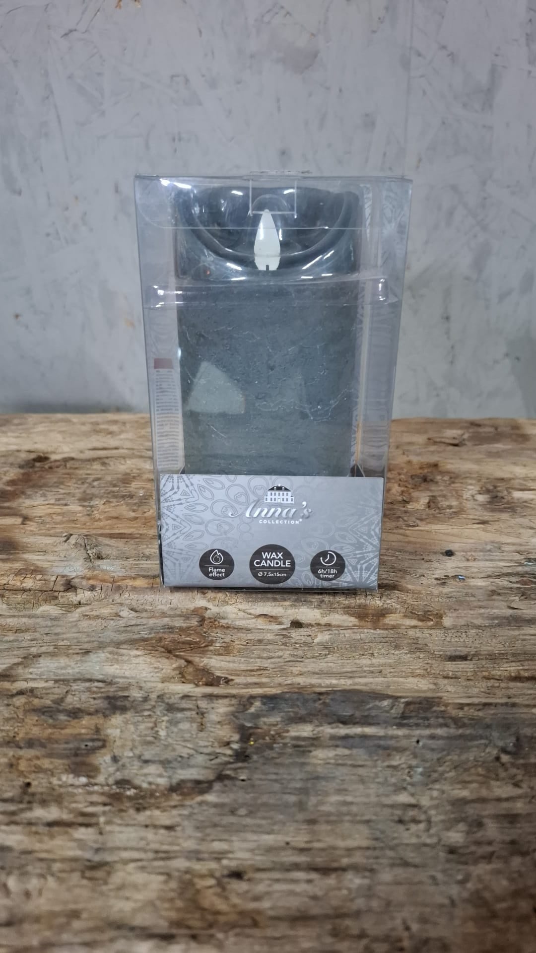 Antraciet LED Kaars met 3D Vlam