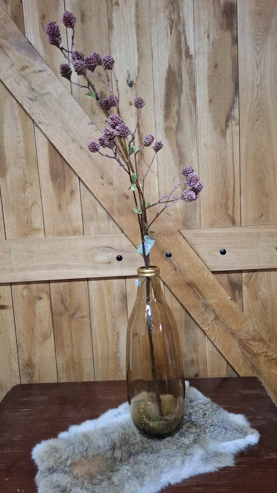 Twig with Cedercones Autumn roze kunsttak 80 cm; exclusief vaas