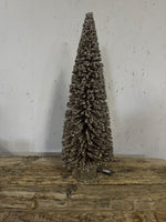 Decoratieve kerstboom met champagnekleurige glitter – klein en groot