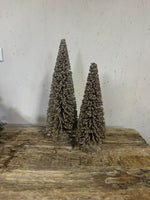 Decoratieve kerstboom met champagnekleurige glitter – klein en groot