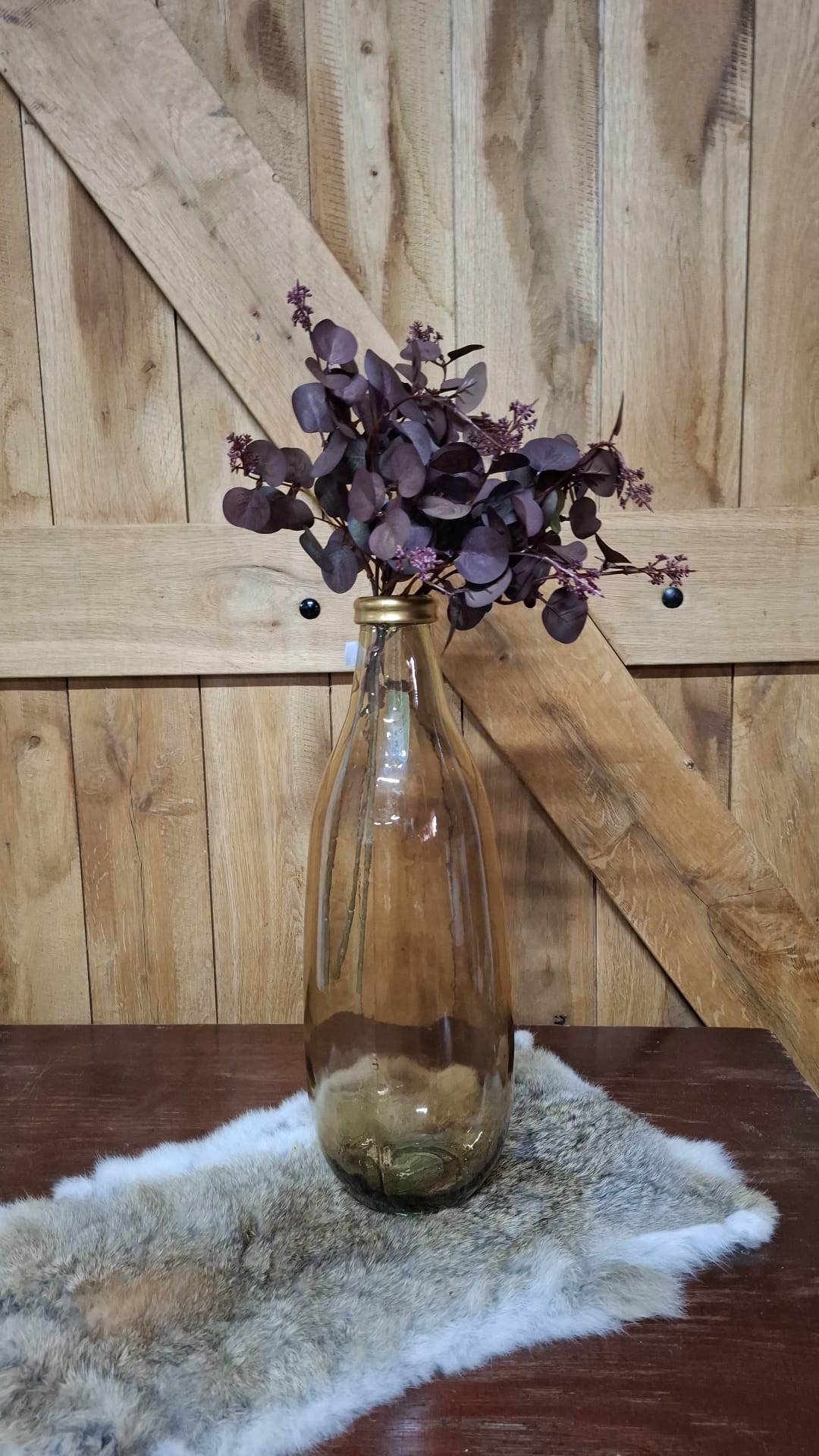 Zijden Eucalyptus in Bloom Bush Burgundy Range 46 cm; exclusief vaas