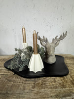 Decoratieve hertenkop grijs beige met gewei – 21 cm