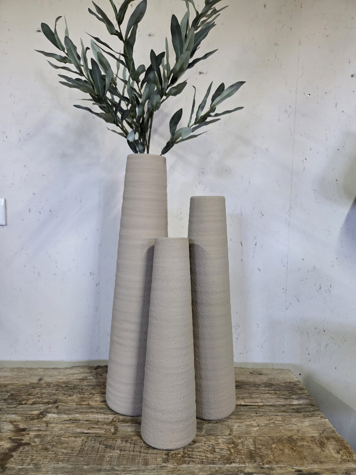 Hoge Sier Vaas Zandkleur – Structuur – XL – 58 cm