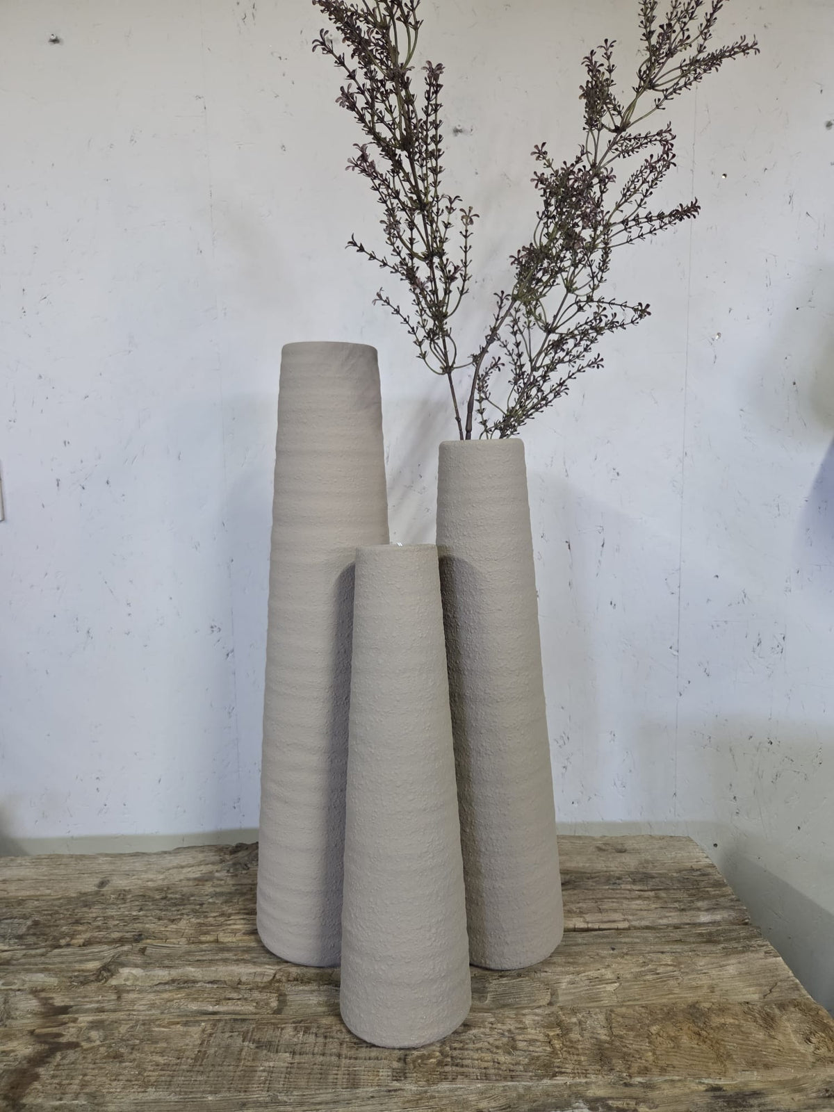 Hoge Sier Vaas Zandkleur – Structuur – XL – 58 cm