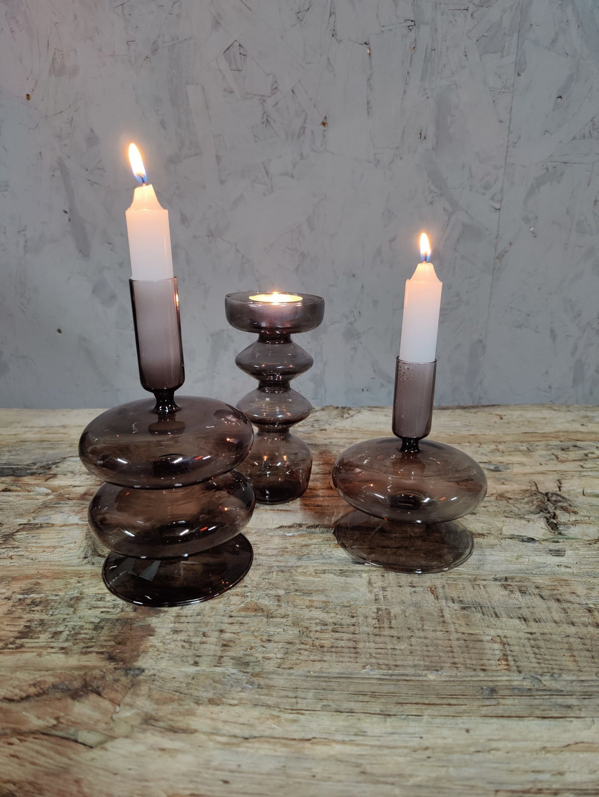 Kaarsenhouder Lilian 2 smoke glass