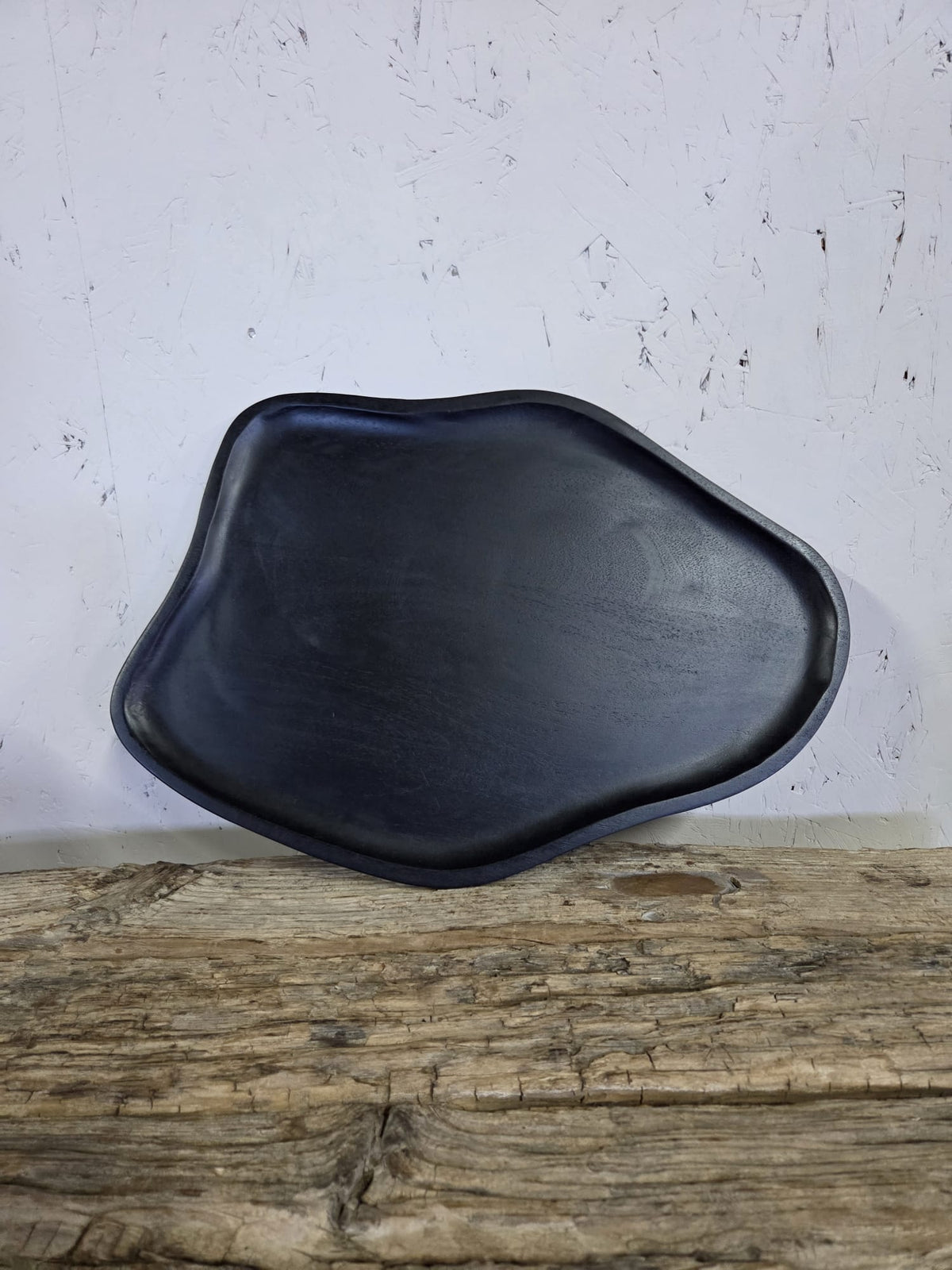 Organisch Dienblad Zwart – Hout – Ø 42 × 30 cm