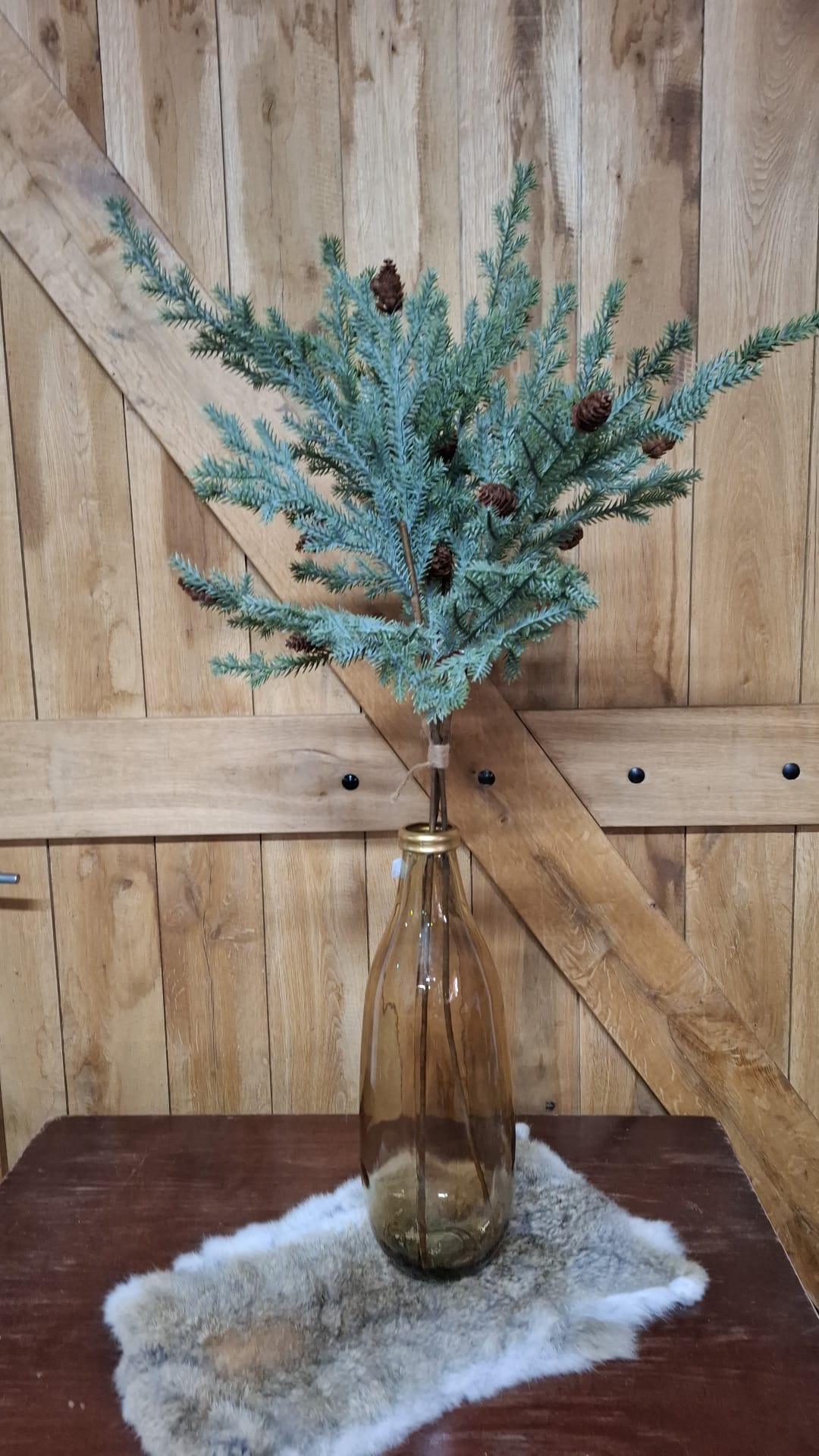 Set van 3 Picea kunsttakken met kegels; exclusief vaas