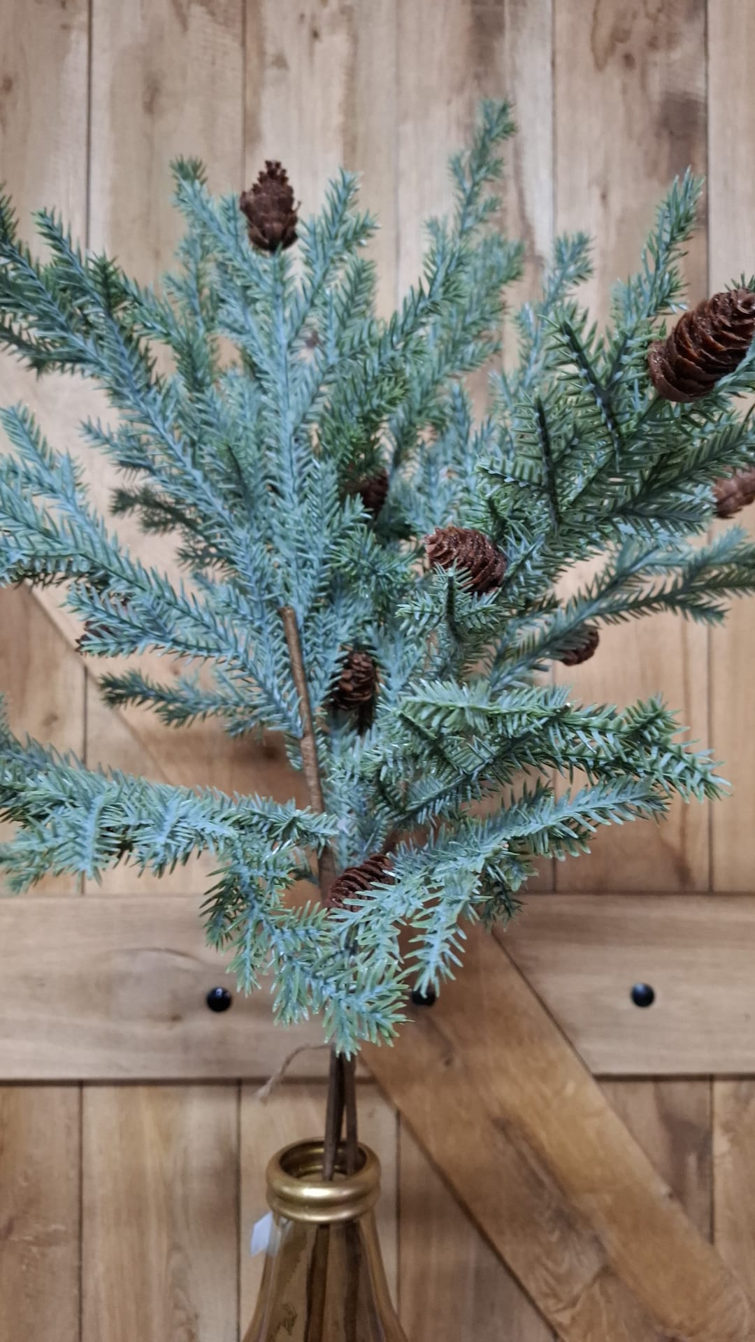 Set van 3 Picea kunsttakken met kegels; exclusief vaas