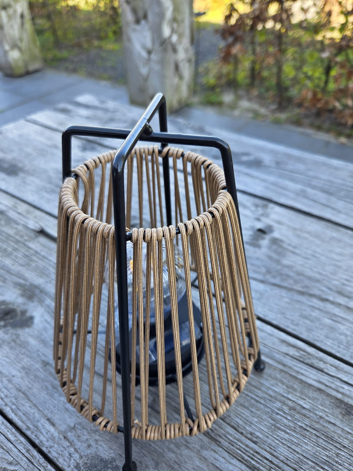 Solar Tafellamp Frame met Touw – LED – Klein – Naturel/Zwart