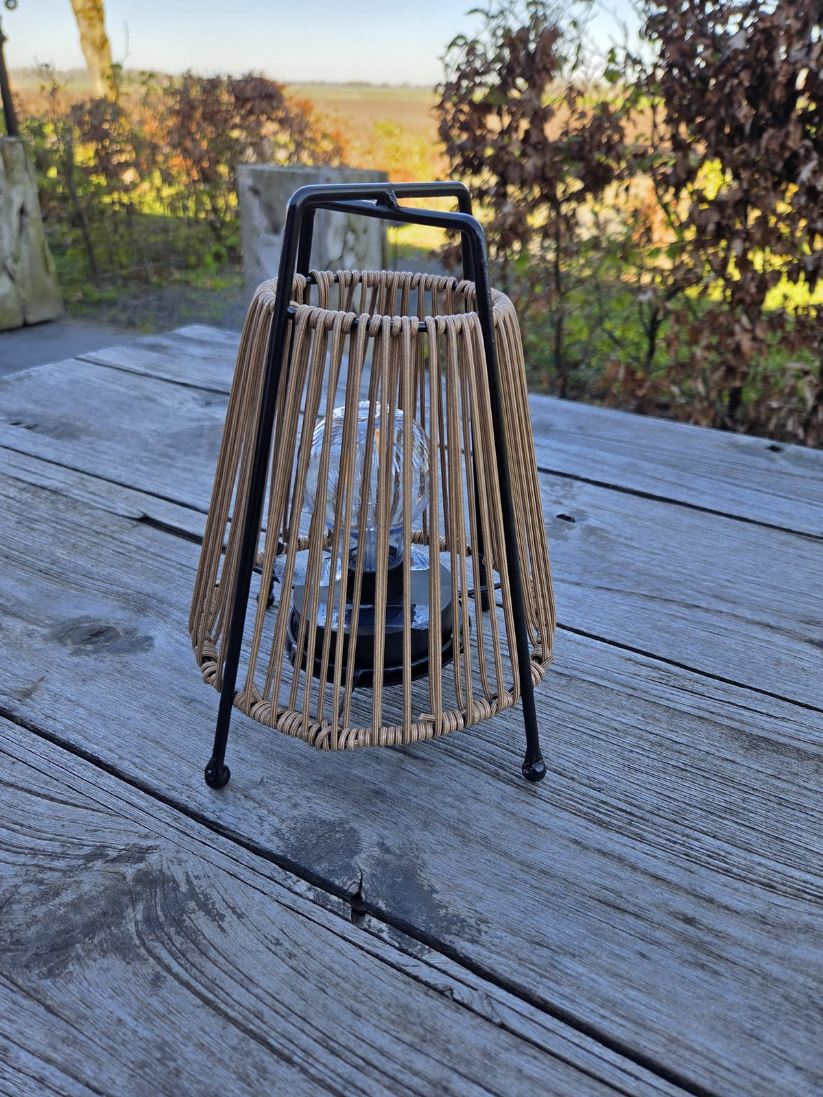Solar Tafellamp Frame met Touw – LED – Klein – Naturel/Zwart
