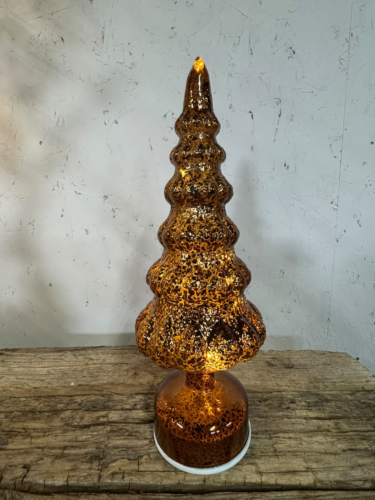 Verlichte kerstboom bruin gemêleerd 33,5 cm