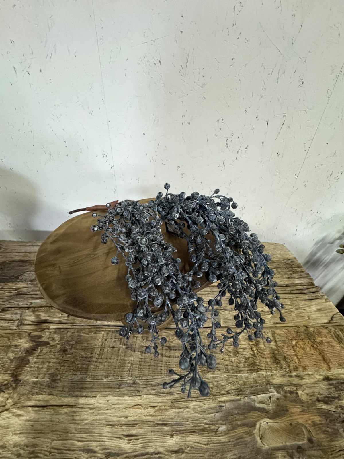 Zijden bessentak donkergrijs circa 50 cm
