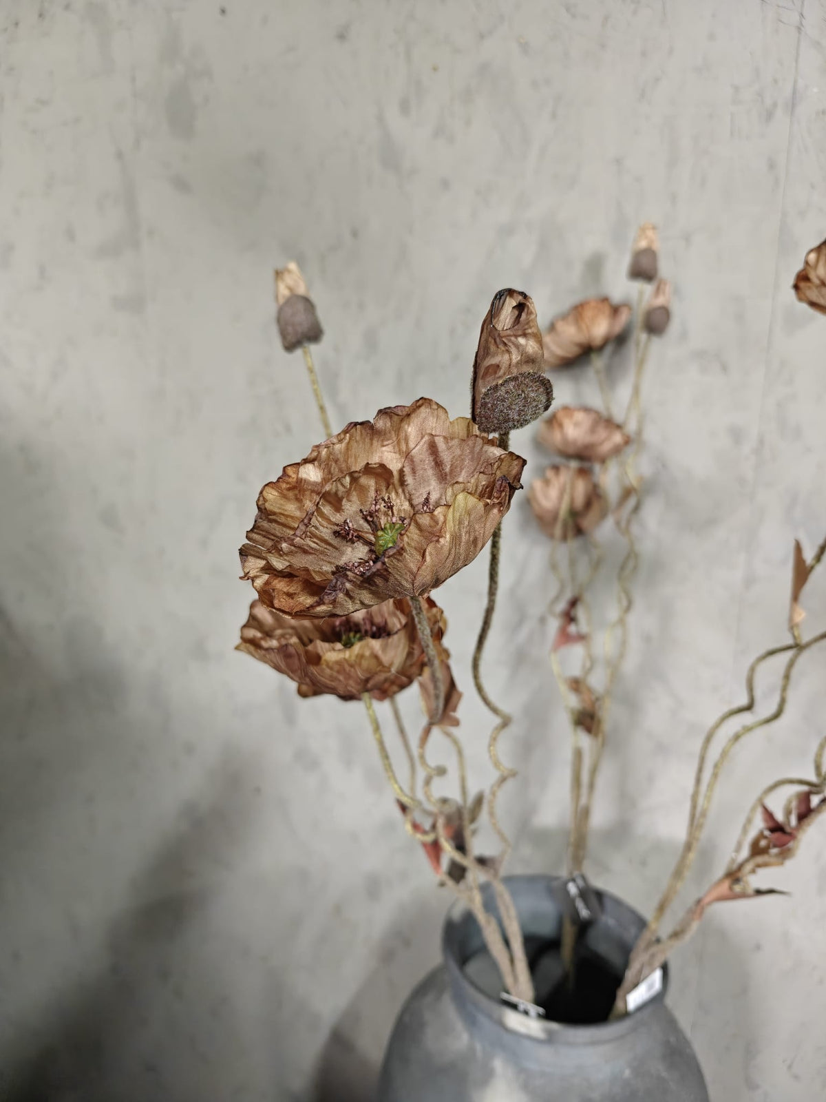 Zijden bloem Poppy Brown 100cm