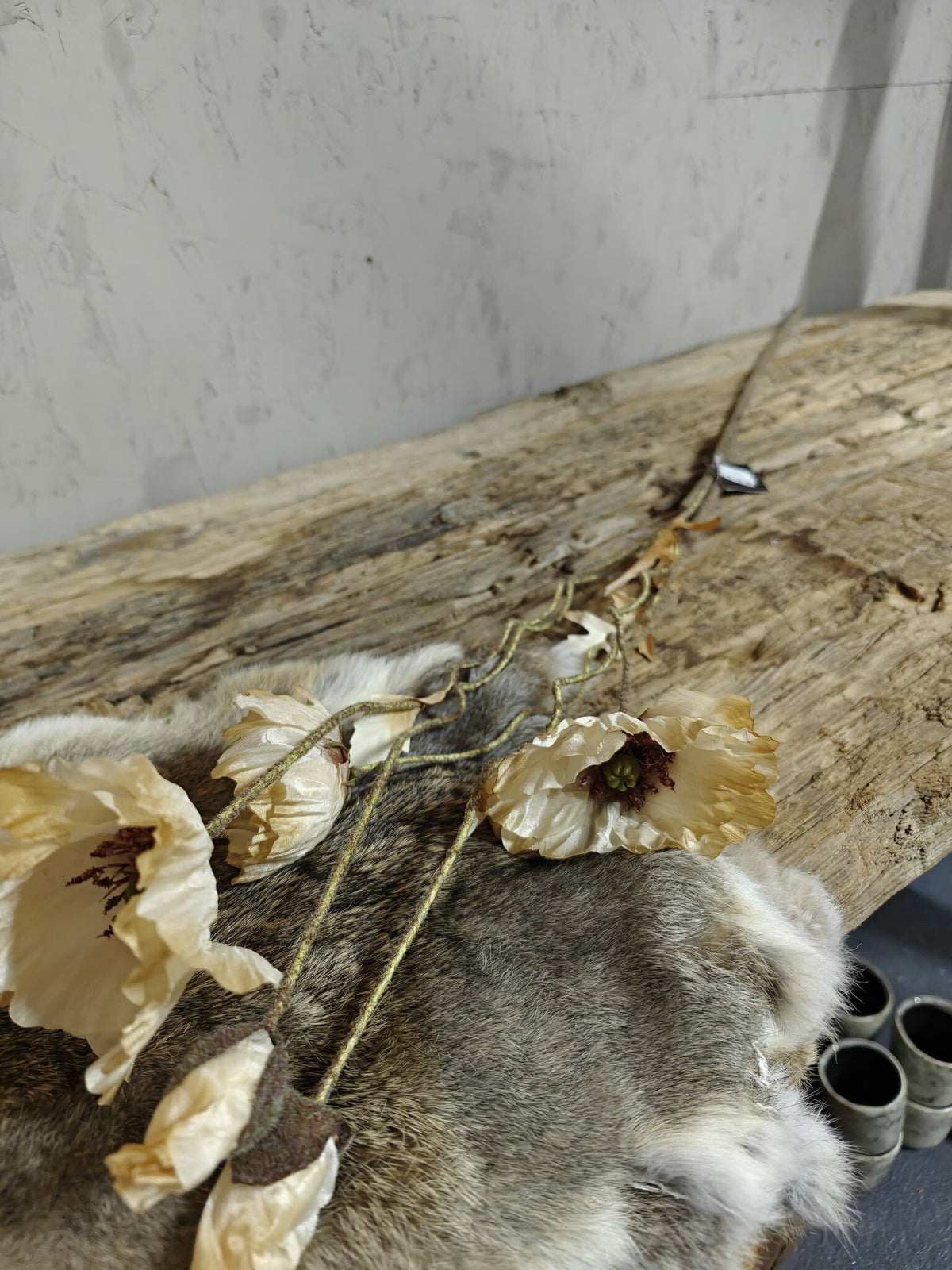 Zijden bloem Poppy Bundle Twist Off White 100cm - Brynxz