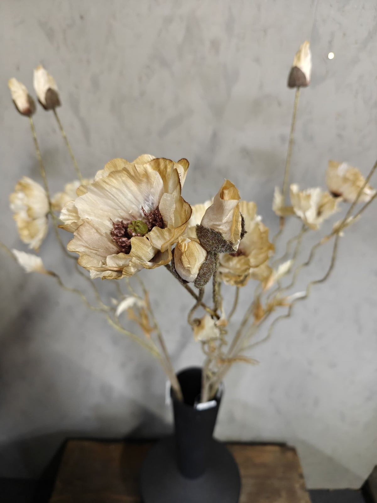 Zijden bloem Poppy Bundle Twist Off White 100cm - Brynxz