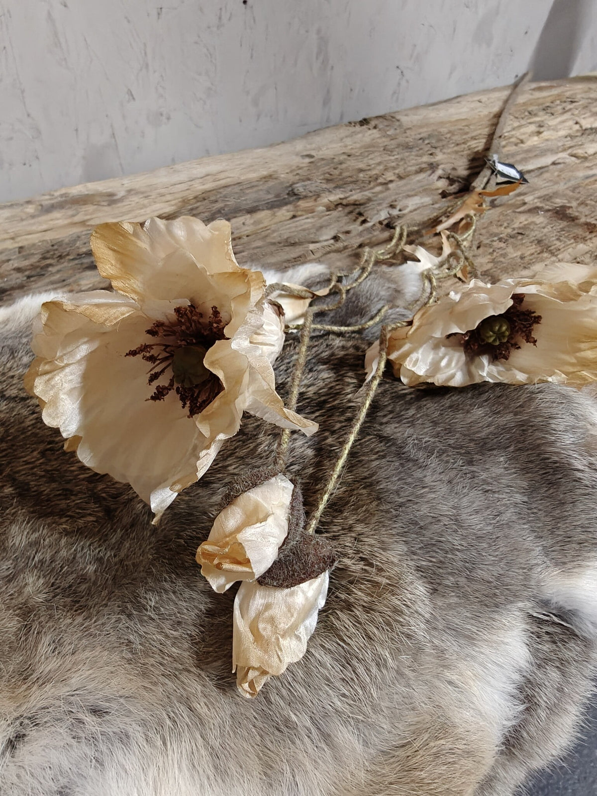 Zijden bloem Poppy Bundle Twist Off White 100cm - Brynxz