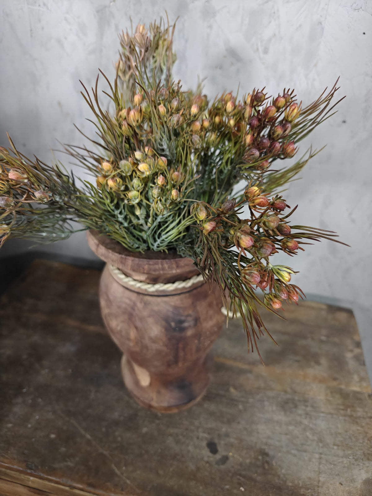 Zijden bloem Protea Bush Mini Grey 41cm