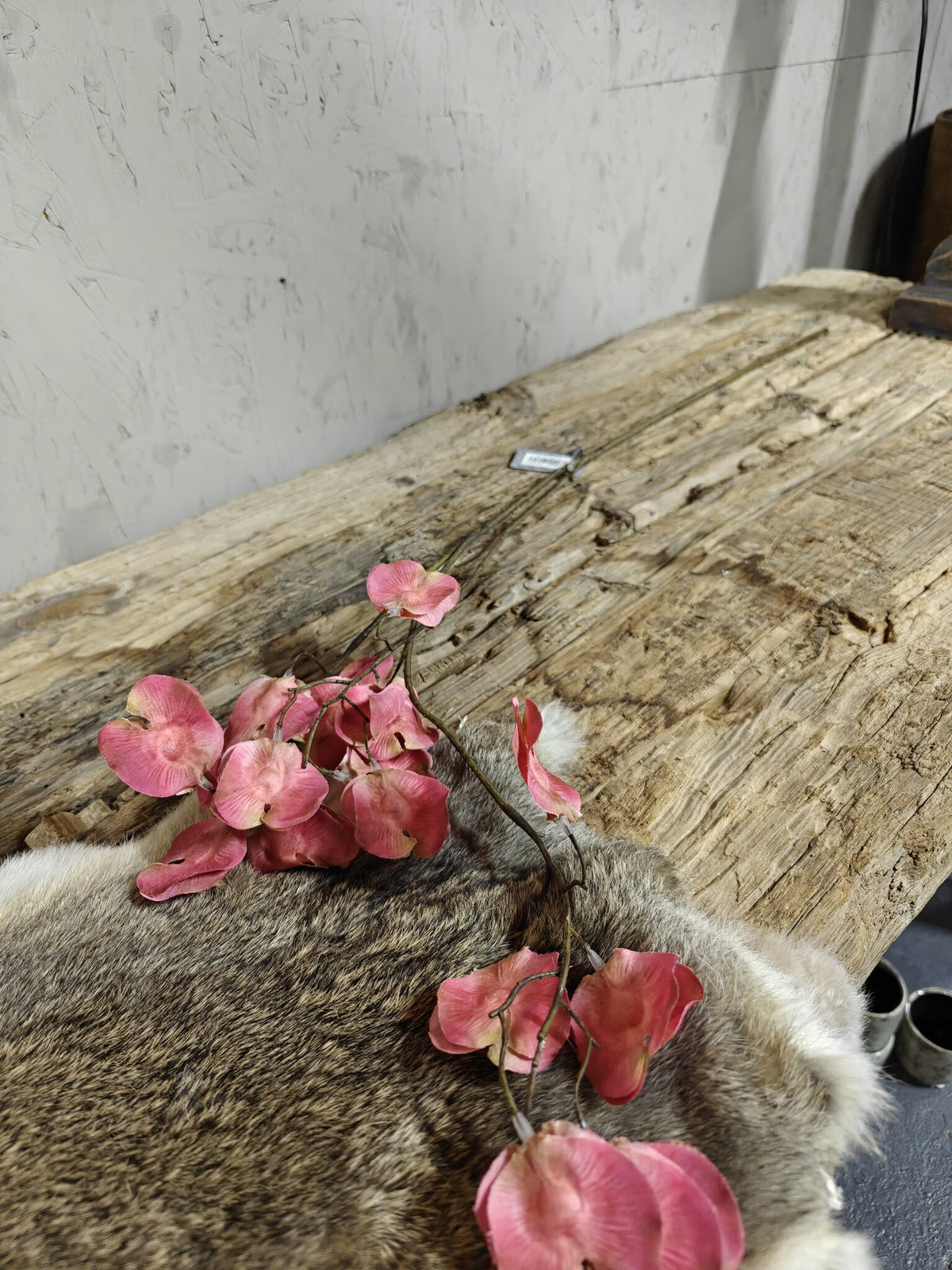Zijden bloem Silver Leave Twig Pink 90cm